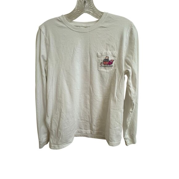 Vineyard Vines Long Sleeve White Pocket Tee Ski Slope Whale Size Small - Picture 2 of 5
